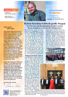 Infos aus Berlin von Volkmar Klein Infos aus Berlin von Volkmar Klein